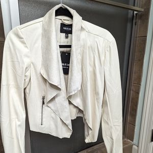 Leather-like cropped jacket